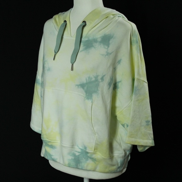 Mono B | Yellow & Green Tie Dye Cropped Hoodie | Sz L - Picture 4 of 16